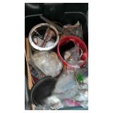 Tote with lid and miscellaneous  hard ware