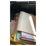 3 totes with lids and miscellaneous office
