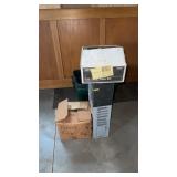 Box of rope , casters , 2 totes  no lids and more