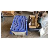 3 totes with lids and 1 tote with contents