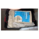 Tote with lid and canvas drop cloths