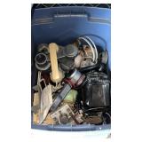Tote with lid  with lots of miscellaneous parts
