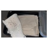 Tote with lid and canvas drop cloths