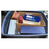 Tote with lid and office  binder, heating pad and