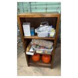 Wooden shelf 24 x 11.5ï¿½ x 48ï¿½ and contents in