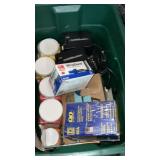 Tote with lid and  wire  nuts , fuse boxes and