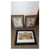 Wooden frame and matted child picture  19x24ï¿½