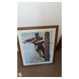 Norman Rockwell Wood Framed and matted lineman