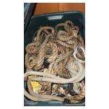 Tote with lid and assorted rope