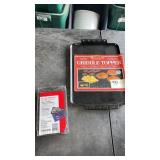 Tote with lid and a cast iron smoker box, griddle