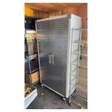 Metal storage cabinet on wheels
