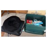 Seat cushion, small green tote with lid and
