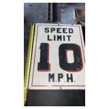 Wooden speed limit sign