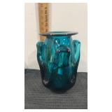 Beautiful  mid century modern aqua embossed