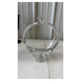 Murano Hand Blown Clear Art Glass Basket approx
