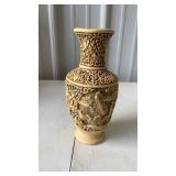 Hand Carved Resin Vase approx 9"