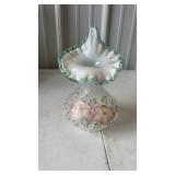 Hand painted Fenton Floral Design Clear Glass