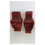 Chinese Cinnabar lacquer  vases  11"