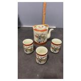 Satsuma Japan Peacock 1979 Teapot and  3 Cups 5?