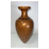 Hand made by Harold Adams  wood vase  18 x 8.5"