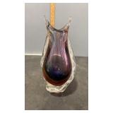 Murano Sommerso Art Glass Vase 11" Tall