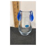 Hand made clear and blue vase hand made in Czech