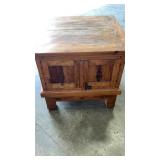 Wooden square end table  with doors approximately