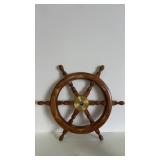 Hand  crafted wooden ships wheel  also known as a