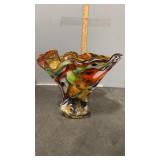 Art Multi Colored Glass Vase 12" Tall