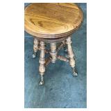 Wooden stool with brass feet  18.5 x 14.5"