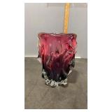 Sanyu Pink/Blue Colored Glass Art 9" Vase