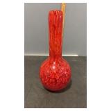Murano Red Colored Glass with Shell Design 12"