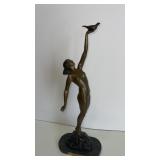 Bronze/brass Girl with Dove  By Levaguays. Brass
