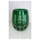 green cut to clear bohemian style base 7.5" tall