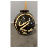 Chinese Studio Black & White Ceramic Pot 10.5"