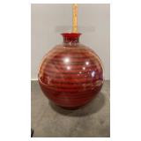 Red & Black Striped Round Vase 15.5" Tall
