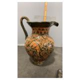Mexican Tonala Handmade Clay Pottery Pitcher