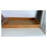 Large wooden serving tray with handles