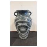 Ribbed ceramic planter pot with 2 handles  13"