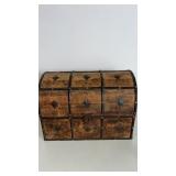 Approximately 17.5 x 12.5 x 11". Wood and metal