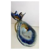 10 x 11"  hand blown glass bird  broken wing on