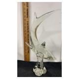 Murano glass dolphin on a clear glass base  16"