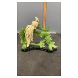 Green & White Faux Jade with Alabaster? Bird on
