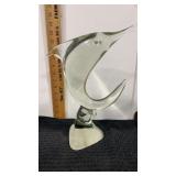 Murano glass fish  13" tall on a glass base