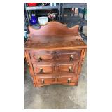 Wooden 3 drawer dresser  approximately  29 x 16 x