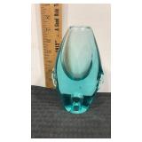 Czech mid century modern blown green glass vase