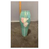 Blue Ceramic?  Vase With Pink, White, Yellow