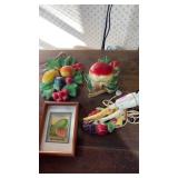 Chalkware fruit wall decoration  approximately 10