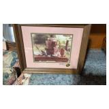 Framed and matted artwork strawberry ice cream,