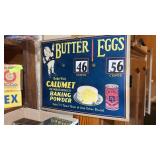 Cardboard advertising sign Butter Eggs bake with